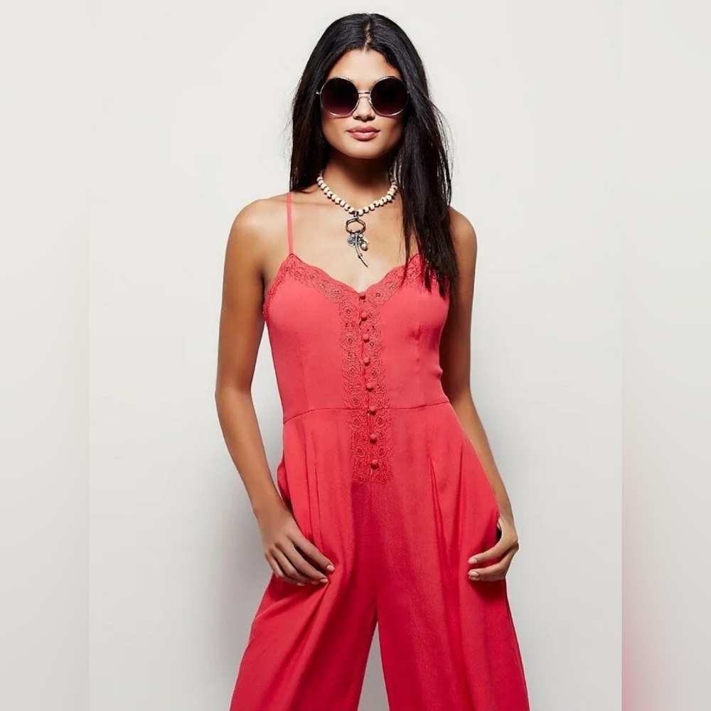 Free People x Eileen Lace Wide Leg Romper Sz 10 M/L